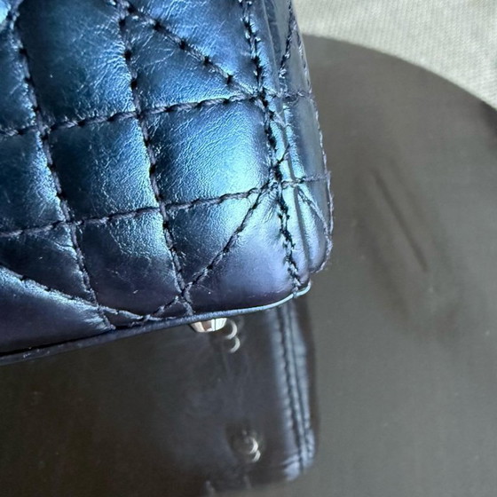 Image 1 of DIOR LADY MINI - PELLE DI VITELLO LUCIDA CANNAGE, BLU METALLIZZATO, FERRAMENTA ARGENTO