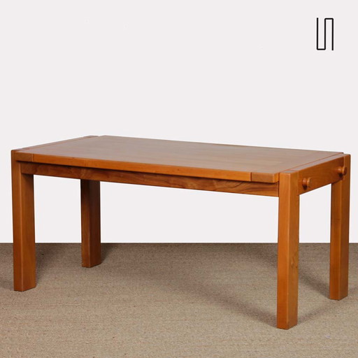 Tavolo da pranzo in olmo massello per Maison Regain, 1980