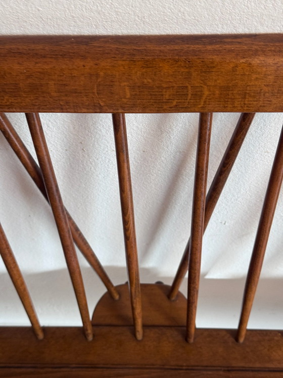 Vintage mid-century wooden slatted bench 1960s, Benches, Brown (photo 13 of 13)