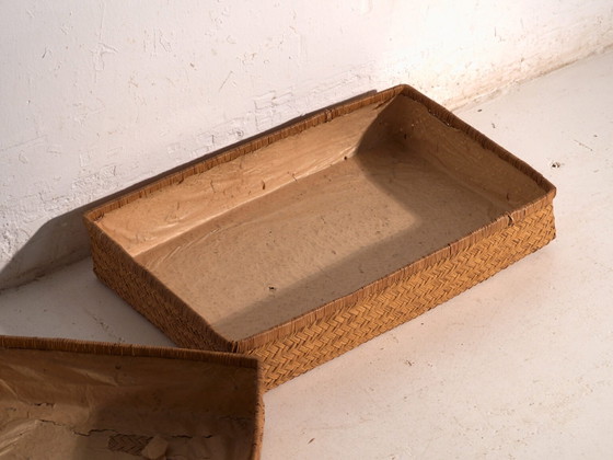Caja japonesa antigua de bambú tejido – Japón, circa 1950. Juego de dos piezas. – Armarios de almacenamiento (photo 34 of 40)
