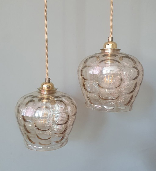 Ensemble de suspensions en verre vintage - Années 60-70 - Style Hollywood Regency