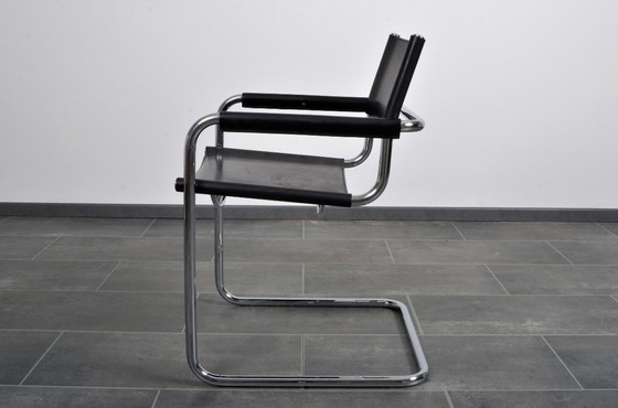 Image 1 of Set van 8 Matteo Grassi MG5 zwarte tuigleren buisframe stoelen