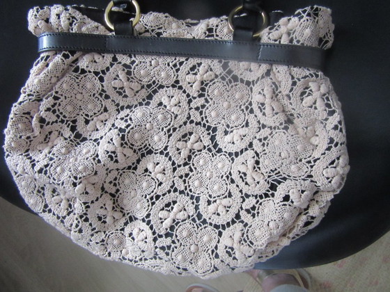 Image 1 of Gehaakte & leren tas / shopper APPARTAMENTO 50 (Marisa Maglif) Italië, vintage design