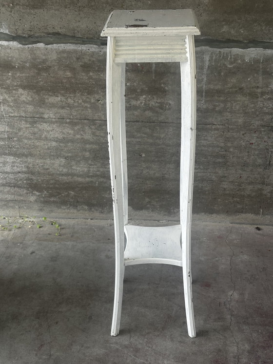 Selletta Antica in Legno Verniciato Bianco – H 110 Cm – Porta piante, Wood (photo 3 of 9)