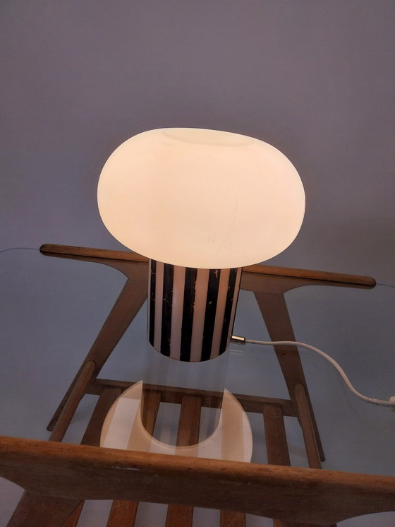 Image 1 of 1 x memphis style glass table lamp 1980's