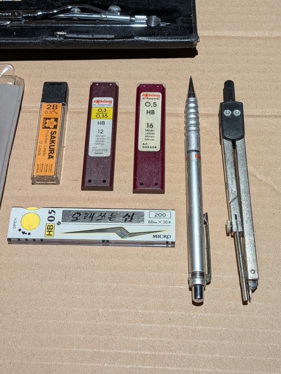 Image 1 of Ensemble de bureau d'architecte vintage – Faber-Castell, Kern Aarau et Rotring – design du milieu du siècle