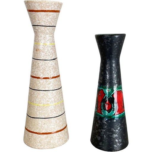 Paire de vases en poterie "Multi-Color" de Scheurich, Allemagne, années 1970