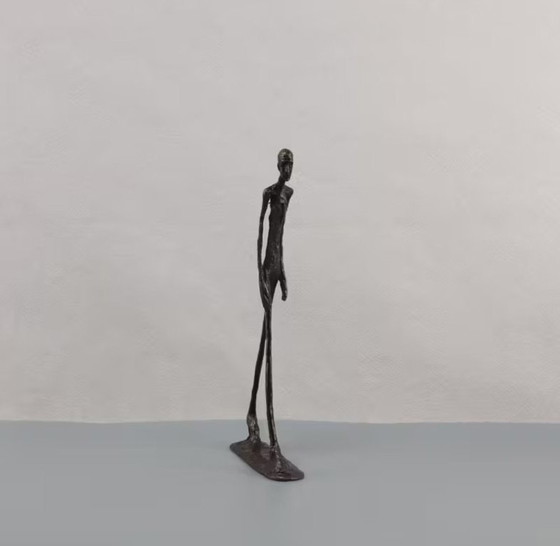 Set of 2 Sculptures After Giacometti "Men Walking" 43cm Iron (photo 3 of 8)