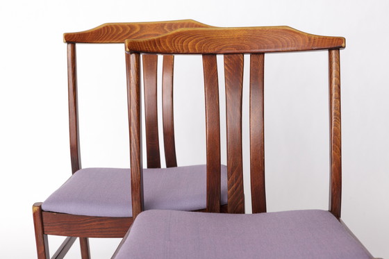 Image 1 of Paire de chaises suédoises vintage par LBG Group - 1970 Bois de hêtre et tapisserie violette