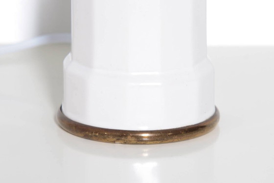 Image 1 of Table lamp with glass shade, glass beads, porcelain, 43cm, 1970s vintage