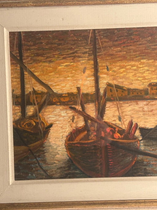 Oil Painting on Canvas Board of Castiglione della Pescaia by Ado Ragazzini – schilderijen tekeningen (photo 2 of 7)