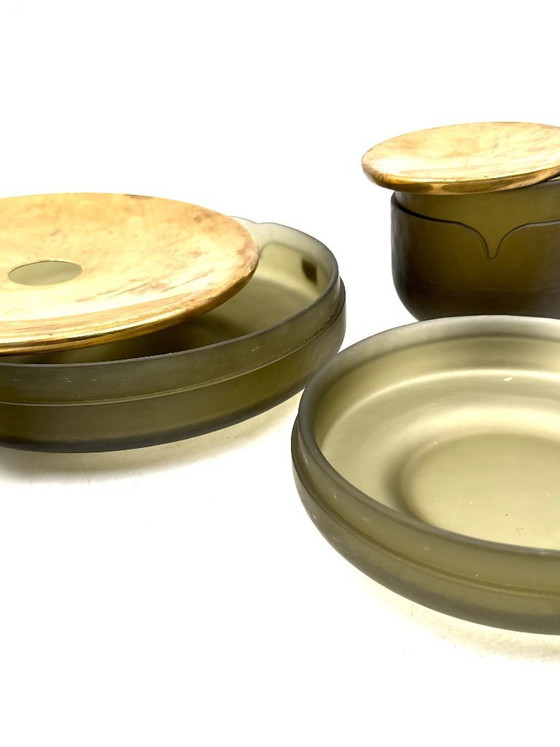 Image 1 of Yellow Murano glass smoking set, VeArt, Italy 1970