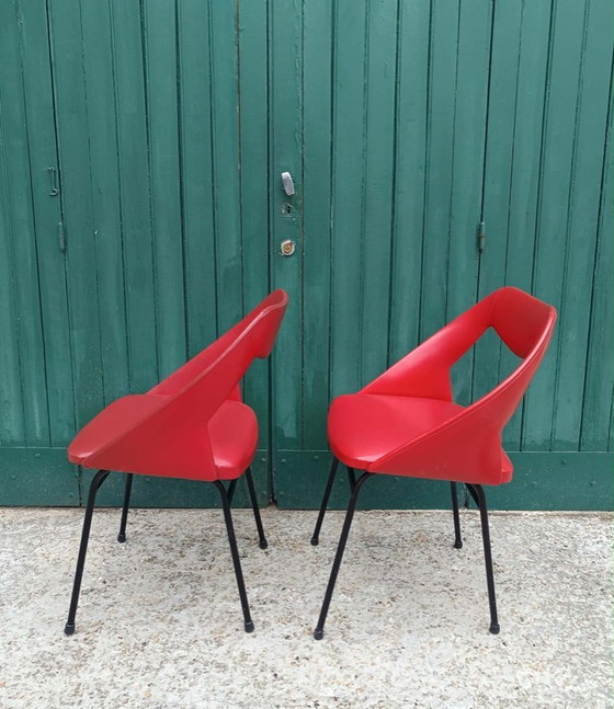 Image 1 of 2 rote Vinyl-Sessel aus den 1970er Jahren