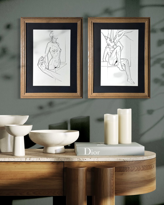 Image 1 of Eugène Eechaut (1928-2019) - framed ink diptych - 1980s, 