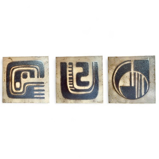 Set aus 3 großen Keramik-Wandpaneelen – Deutschland 1970er Jahre