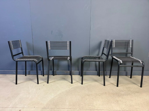 Set Of 4 Sandow Dining Chairs By Rene Herbst, 1980s – eetkamerstoelen, Metal