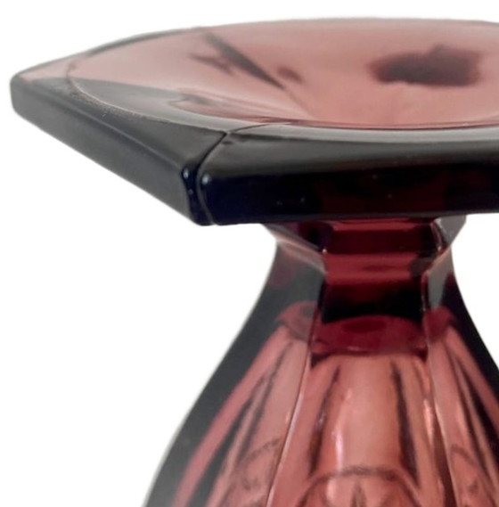 Image 1 of Set of Art deco vases Bohemian glass 1930's Stolzle purple amber