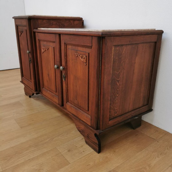 Image 1 of Antique TV cabinet television cabinet sideboard wall cabinet with marble top