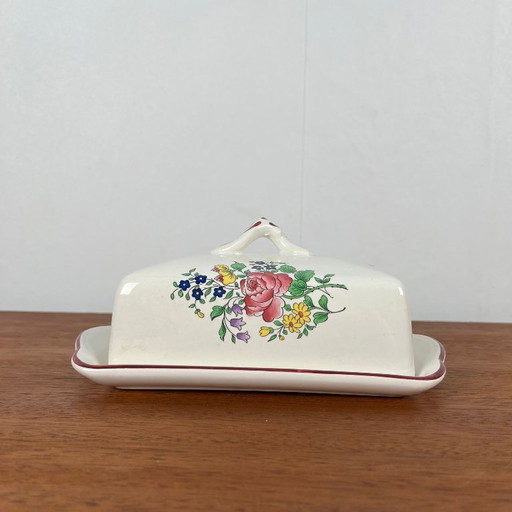 KG Luneville butter dish, Réverbère model, 1950, earthenware