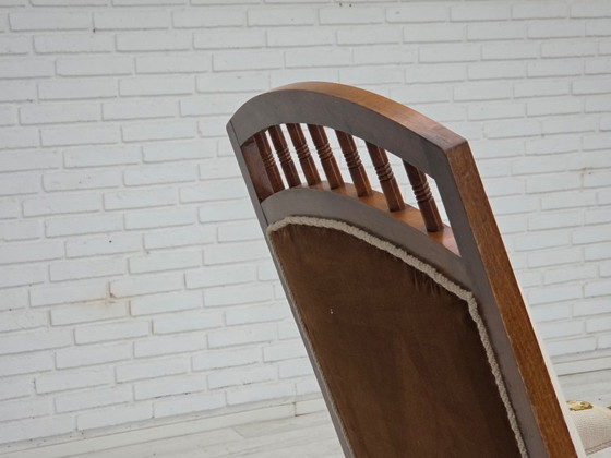 Image 1 of Dänischer Schaukelstuhl mit hoher Rückenlehne aus den 1930er Jahren, original handgewebte Wolle, Eschenholz.