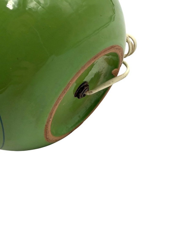 Image 1 of Lámpara de mesa de cerámica verde de la era espacial, Italia, década de 1960