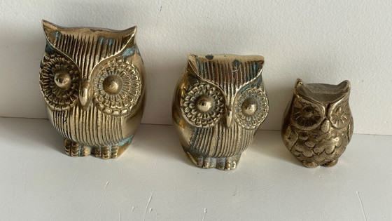 Image 1 of Famille HIBOUX Laiton et Bronze VINTAGE