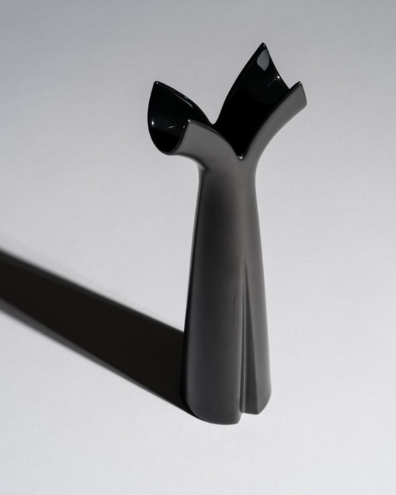 Image 1 of Lino Sabattini Rosenthal "Pianta" Porcelaine Noire Chic Portacandele Duo e Vaso