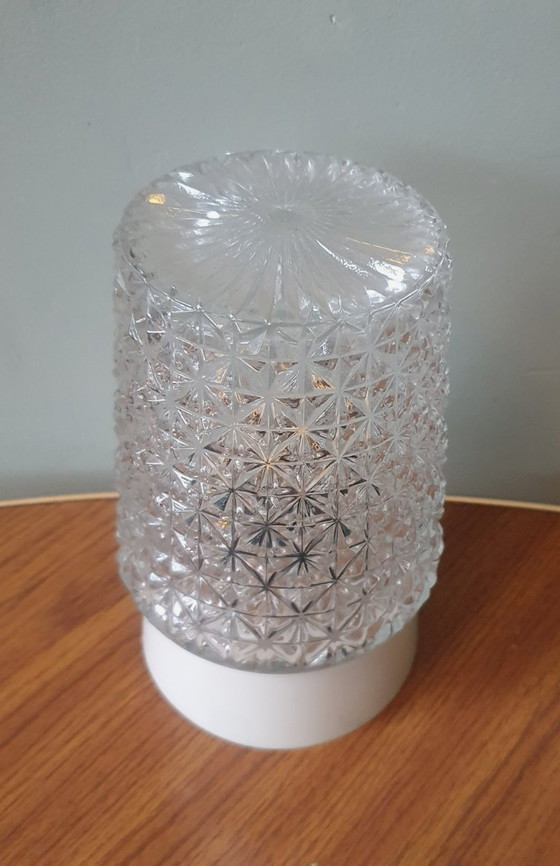 Image 1 of Vintage ceiling lamp clear glass - Facet glass in cylindrical shape