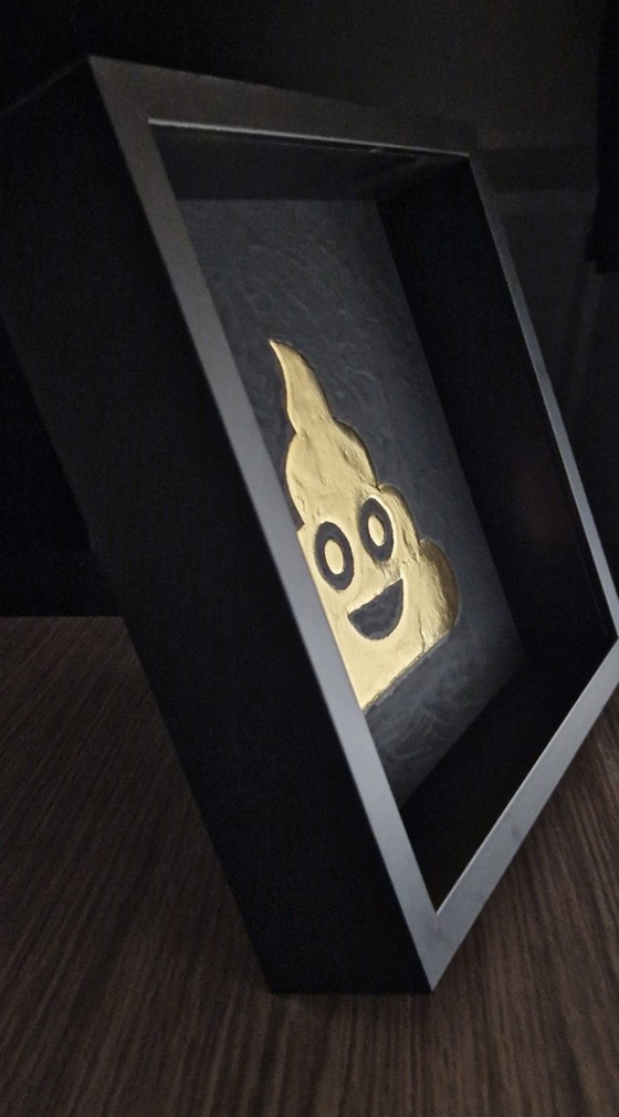 Golden Turd 23kt gold plated pop art artwork in frame, MarsDeco, Decorative Objects, Wood, Other (photo 7 of 9)
