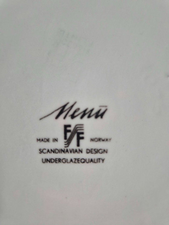 Brocca Vintage Figgjo Flint Menu, Hermann Bongard, Anni '60, Servizi da tavola, Ceramica, Blu (foto 5 di 6)