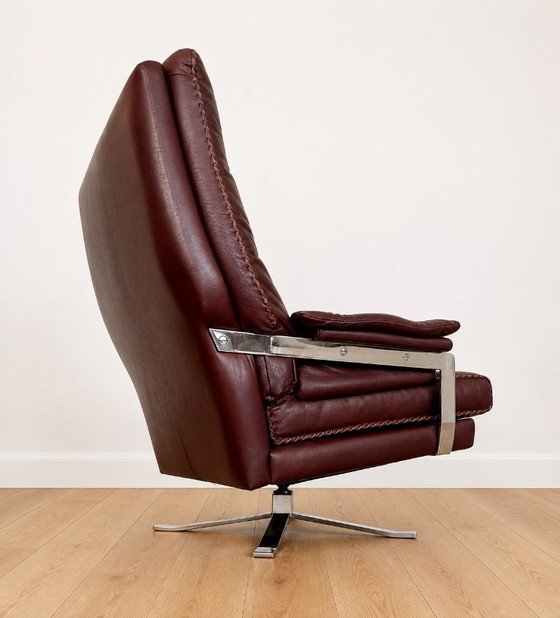 Vintage Retro Arne Norell Lounge Chairs & Stools in Burgandy Leather – Armchairs (photo 6 of 13)