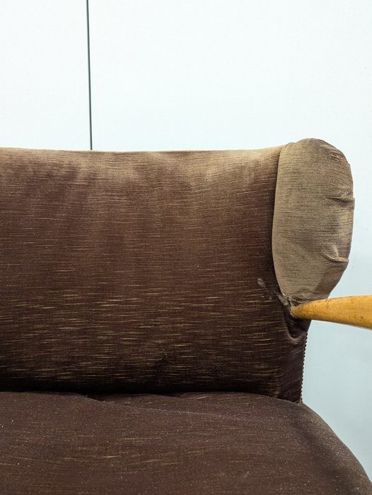 Image 1 of Paire de fauteuils, années 1940, bois, tissu