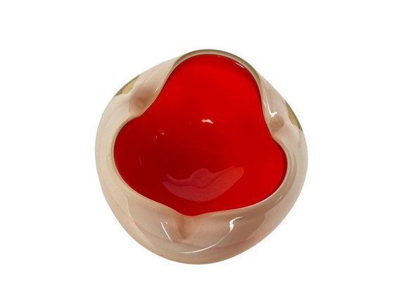 Image 1 of Murano - Alfredo Barbini - opalineglas - oranje/wit - Italie - 60's