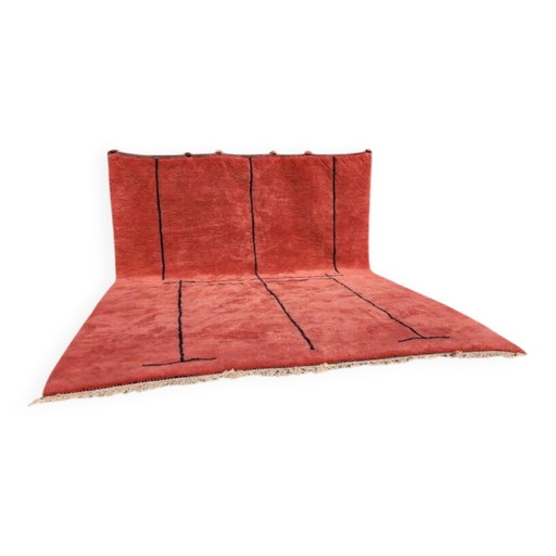 Très grand tapis Mrirt Marocain rouge terracotta 400x400 cm