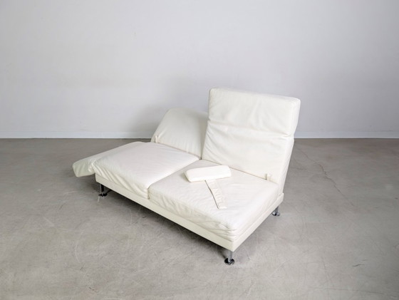Image 1 of Original Brühl Moule Ecksofa Design Couch Leder weiß klappbar