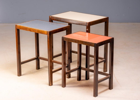 Image 1 of Art Deco Nesting Tables, Set of 3, Mid-20th Century, Czechoslovakia, 70 × 60.50 × 40 cm