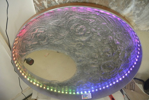 Moon landscape mirror 60 cm round – spiegels, Glass, Wood (photo 2 of 12)