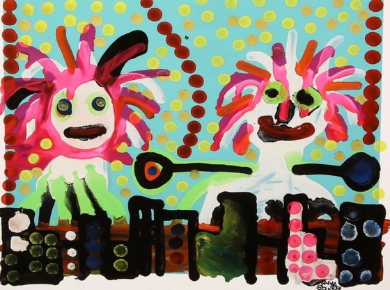 Image 1 of Paul Indrek Kostabi: "Estallido, 2016". Firmado a mano, nº 8/15. En Excelente Estado. Sólo una Edición de 15 Piezas.