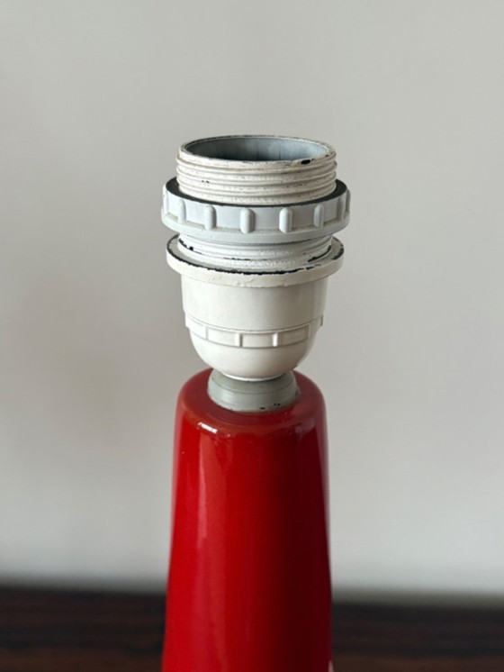Image 1 of Vintage retro red ceramic table lamp base from the 70s