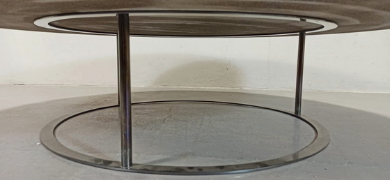 Image 1 of Postmodern round granite top coffee table 