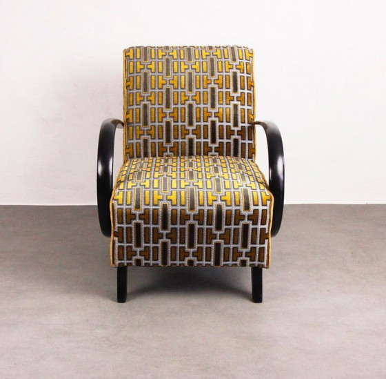 Image 1 of 2x Fauteuils "Gold Tetris" van Jindrich Halabala