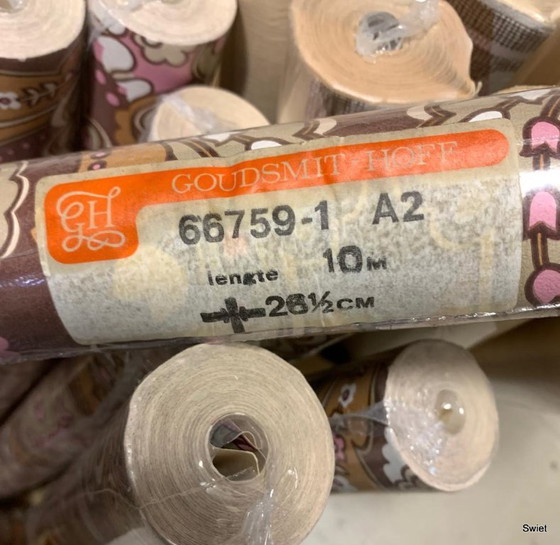 Image 1 of 14298 vintage baroque wallpaper brown pink gold yellow