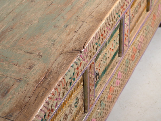 Credenza antica dipinta in legno di pino – Xinjiang, circa 1930 – Credenze con vetrina, Wood (photo 28 of 40)