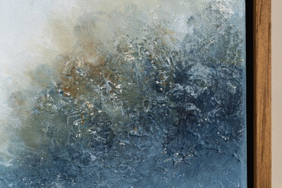 Original Framed Blue Abstract Landscape Painting, Textured Acrylic on Canvas - A Detour (photo 5 of 17)