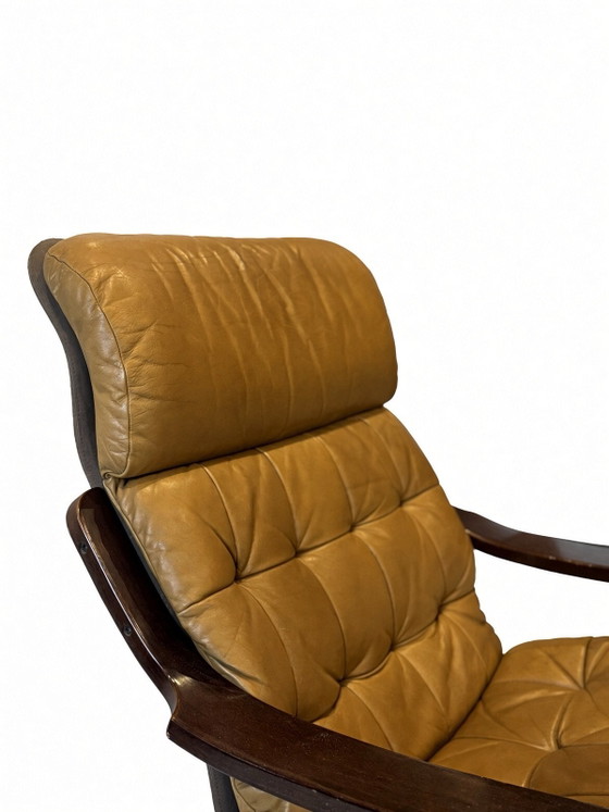 Design Sigurd Resell „Gatsby“|Vatne Møbler|1970, Poltrone, Pelle, Marrone (foto 10 di 12)