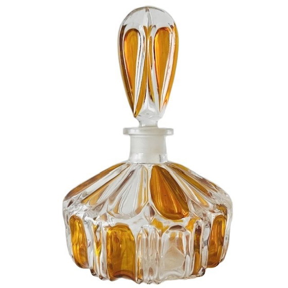 Image 1 of Artdeco stijl poederdoos persglas amber transparant 1950's