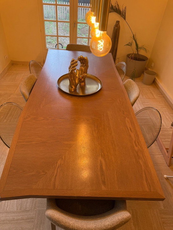 Image 1 of roche bobois dining table and 8 roche bobois chairs