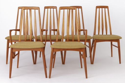6 Niels Koefoed Stühle 1960er Modell Eva, Dänisch, Teak