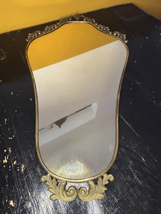 Vintage Italiaanse spiegel jaren 50 – messing – patina – Made in Italy