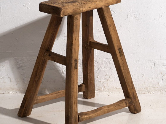 Antique primitive rectangular stool (c.1920) #2 (photo 2 of 16)